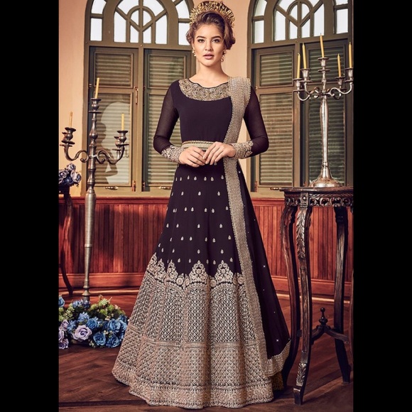 wine color anarkali